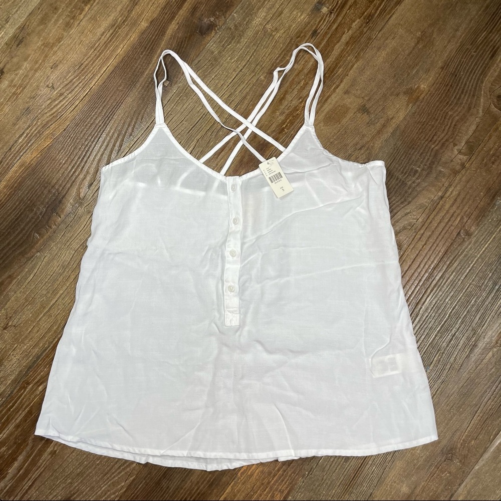 🔆 NEW ~ Anthropologie Cloth & Stone White Tencel Top Size S
